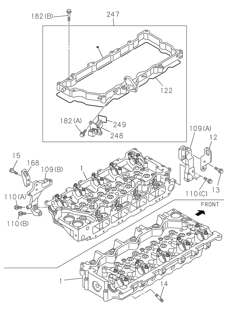 Схема запчастей Case CX210C LC - (10.101.01[02]) - CYLINDER HEAD (10) - ENGINE