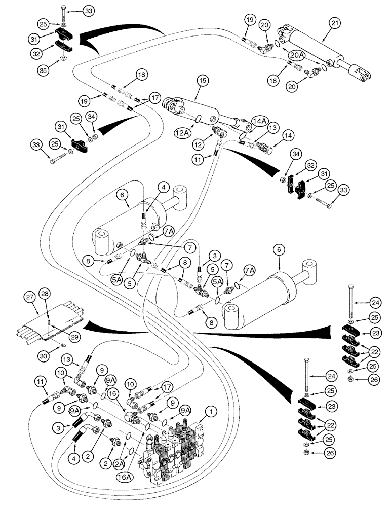 Схема запчастей Case 960 - (08-35) - HYDRAULICS BACKFILL BLADE (08) - HYDRAULICS