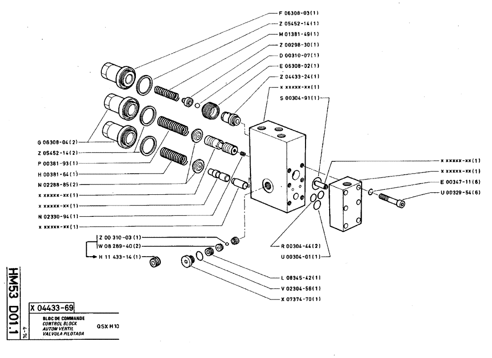 Схема запчастей Case TY45 - (HM53 D01.1) - CONTROL BLOCK - QSX H10 (07) - HYDRAULIC SYSTEM