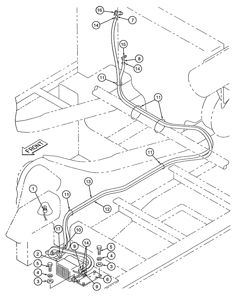 Схема запчастей Case 9060 - (9-36) - HEATER AND HOSES (09) - CHASSIS/ATTACHMENTS