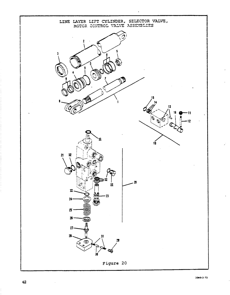 Схема запчастей Case P42 - (42) - LINE-LAYER LIFT CYLINDER, SELECTOR VALVE, MOTOR CONTROL VALVE ASSEMBLIES 