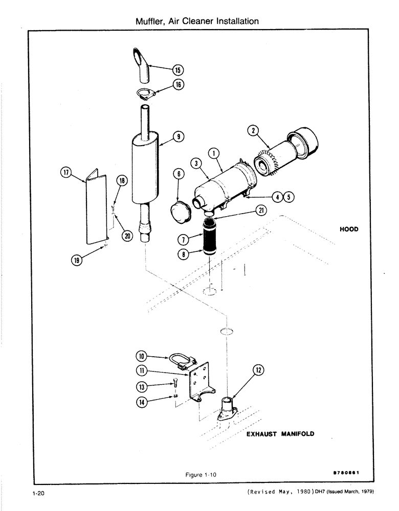 Схема запчастей Case DH7 - (1-20) - MUFFLER, AIR CLEANER INSTALLATION (10) - ENGINE