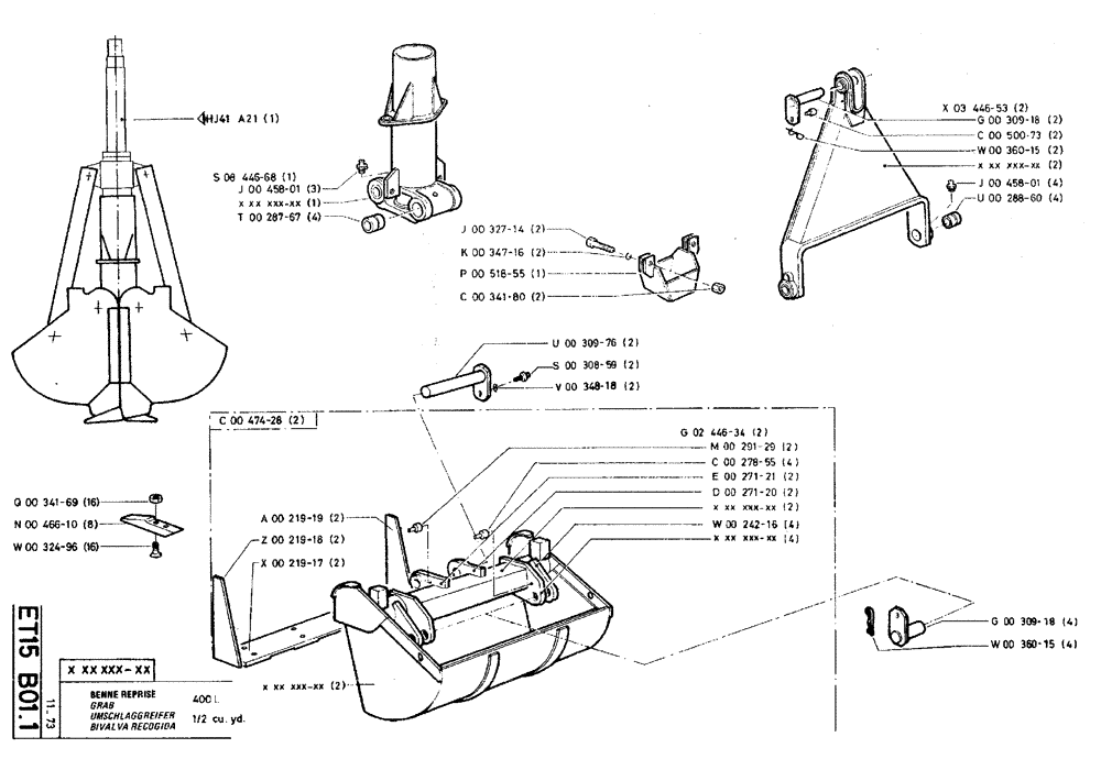 Схема запчастей Case TY45 - (ET15 B01.1) - GRAB - 400 L (1/2 CU. YD.) (18) - ATTACHMENT ACCESSORIES