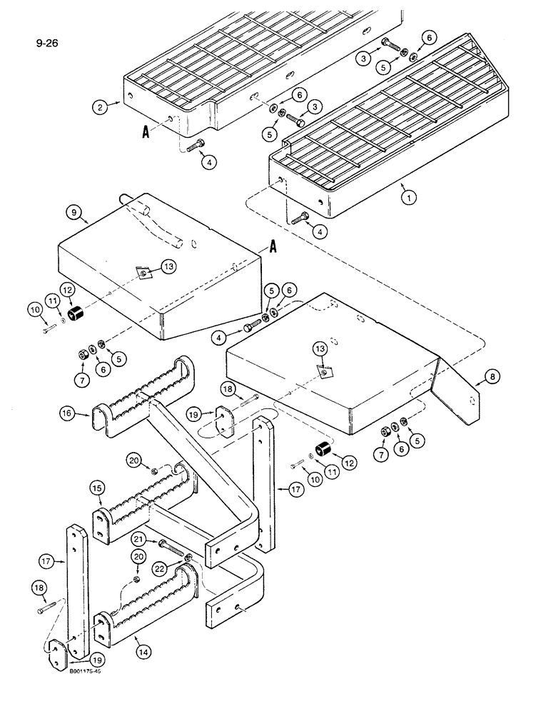 Схема запчастей Case 621 - (9-26) - REAR FENDERS AND STEPS (09) - CHASSIS/ATTACHMENTS