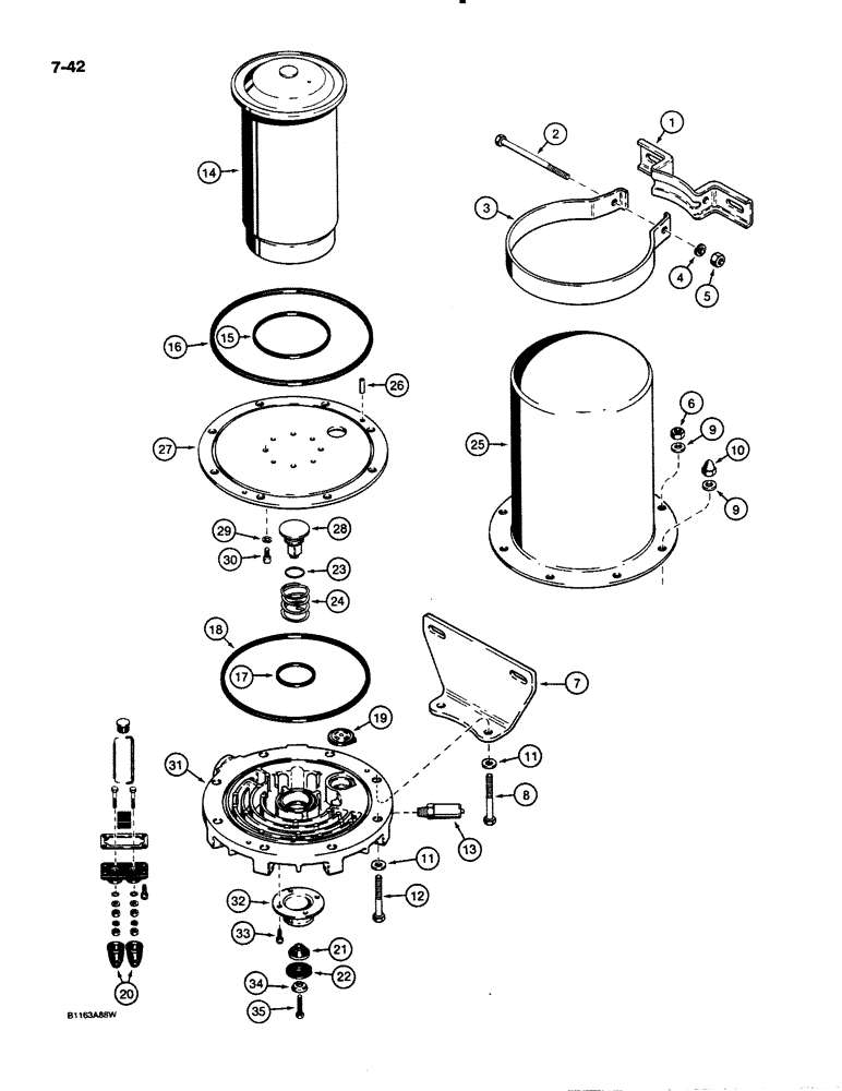 Схема запчастей Case 621 - (7-42) - AIR DRYER, L124681 (07) - BRAKES