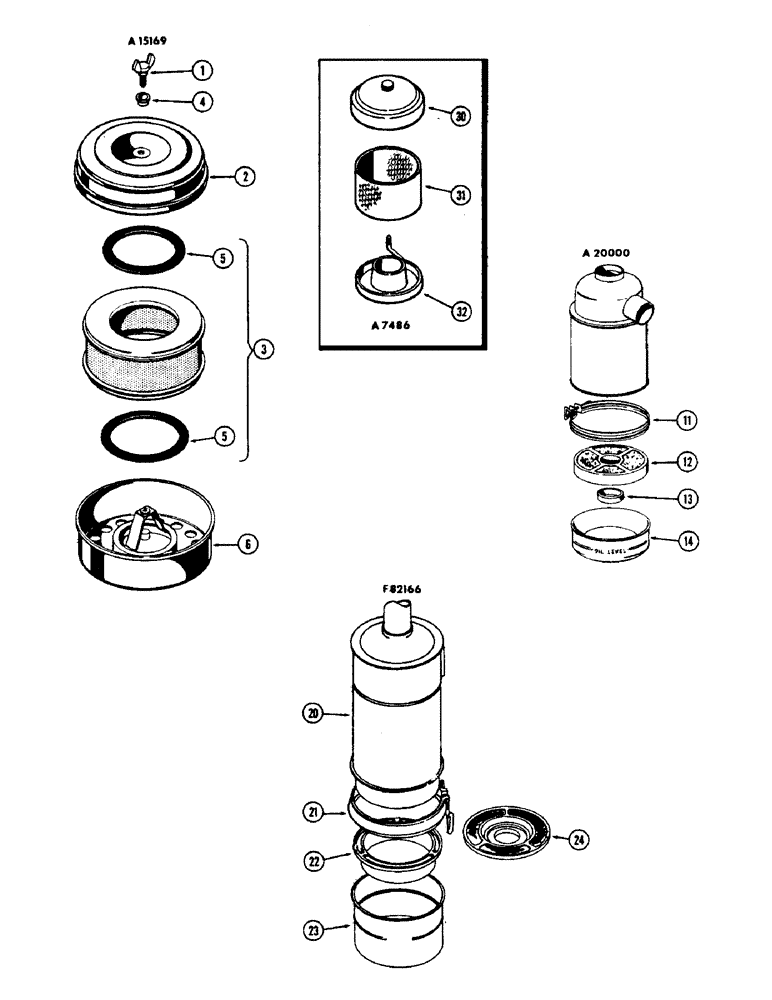 Схема запчастей Case 500 - (026) - A15169 DRY AIR FILTER, (188) DIESEL AND SPARK IGNITION ENGINE (01) - ENGINE