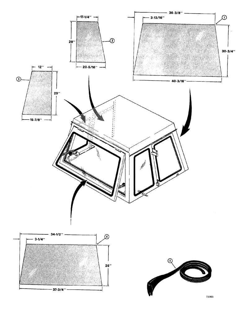 Схема запчастей Case W20 - (258) - L50462 AND L50581 OPERATORS CAB, GLASS AND MOLDING (09) - CHASSIS