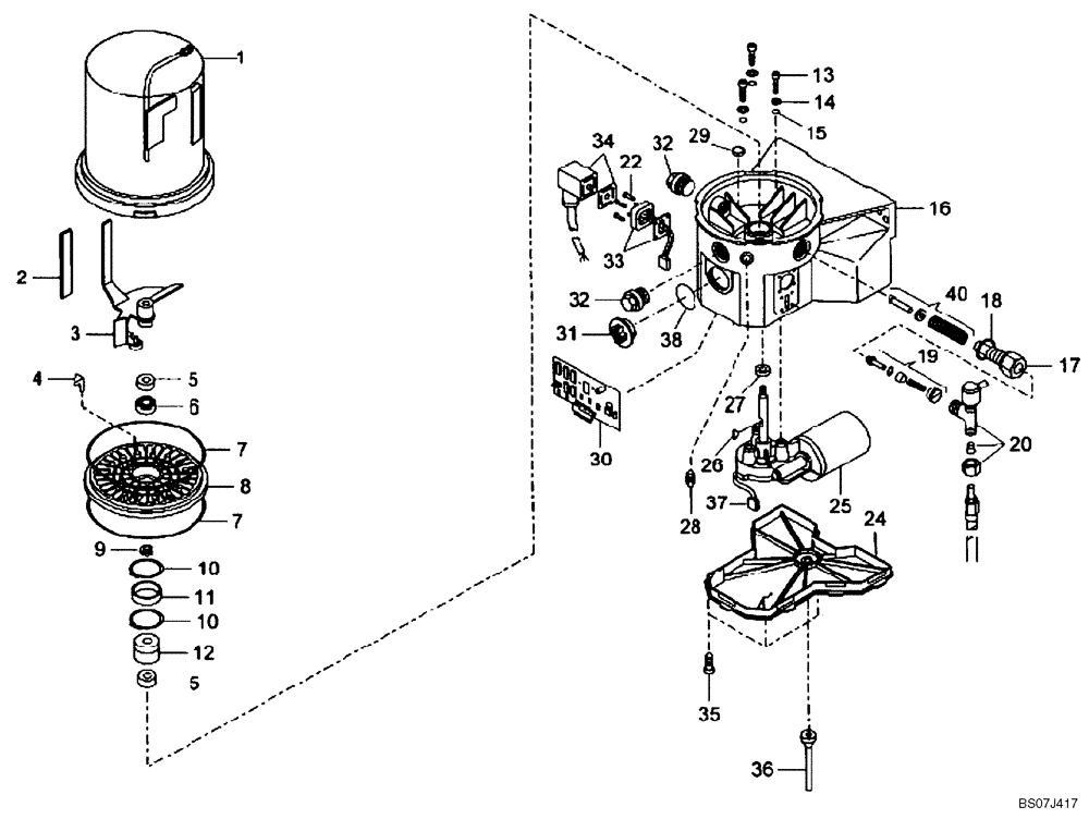 Схема запчастей Case 330 - (94B00000005[001]) - CIRCUIT AUTOMATIC OF GREASING - PUMP (89500407191) (19) - OPTIONS