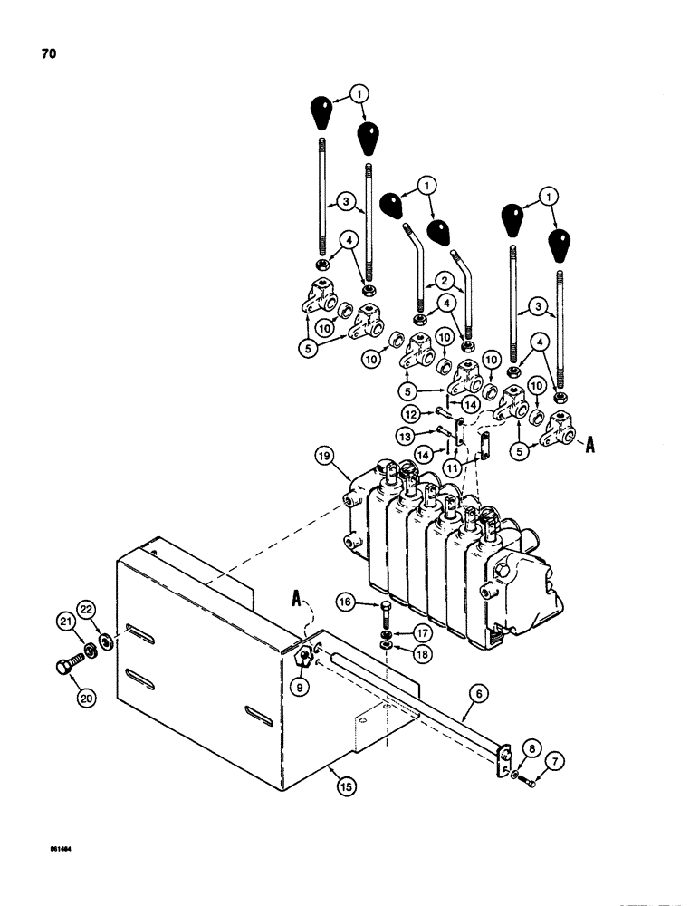 Схема запчастей Case D100XR - (8-070) - BACKHOE CONTROLS AND CONTROL TOWER, USED ON 1835C AND 1845C UNI-LOADER W/ CESSNA VALVE 