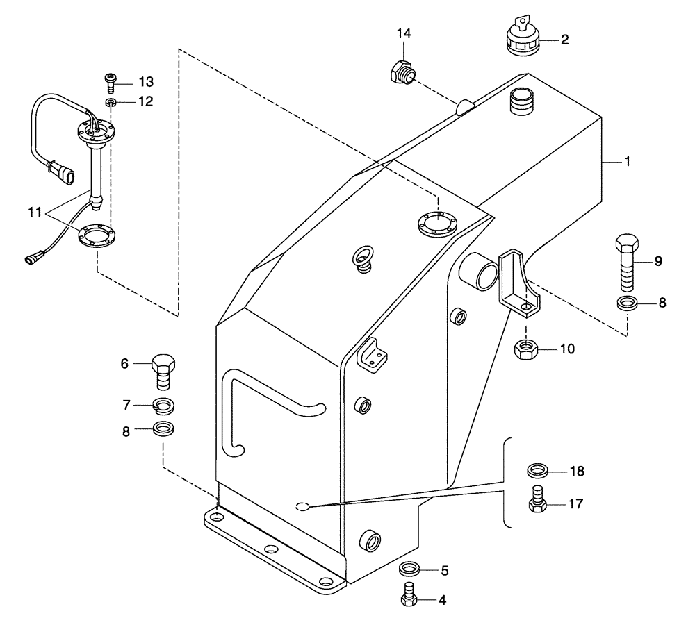 Схема запчастей Case 330 - (10A00020630[02]) - FUEL TANK AND SENDING UNIT (87449914) (01) - ENGINE