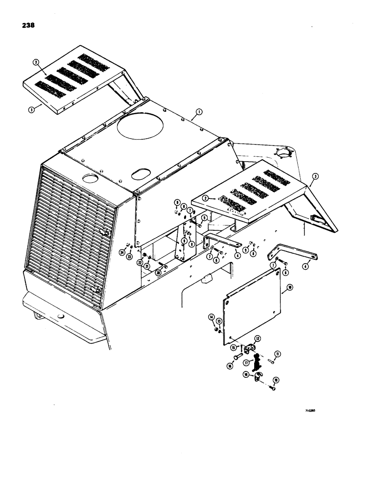 Схема запчастей Case W18 - (238) - HOOD, REAR FENDERS AND ENGINE SIDE PANELS (09) - CHASSIS