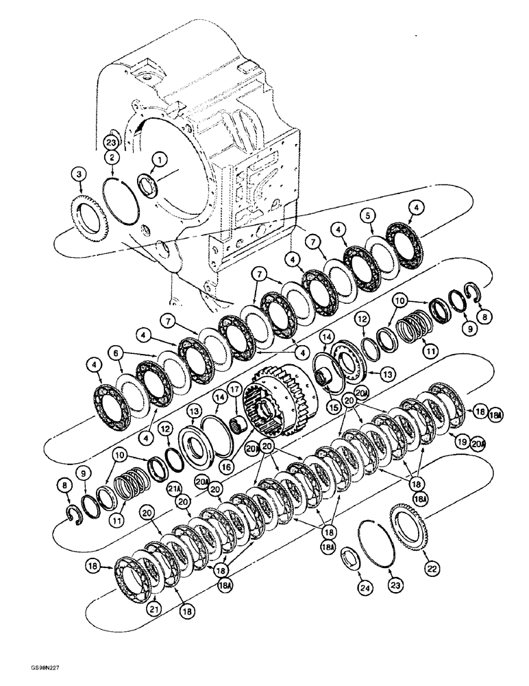 Схема запчастей Case 821B - (6-24) - TRANSMISSION ASSEMBLY, REVERSE AND SECOND CLUTCH PACK, PRIOR TO P.I.N. JEE0052701 (06) - POWER TRAIN