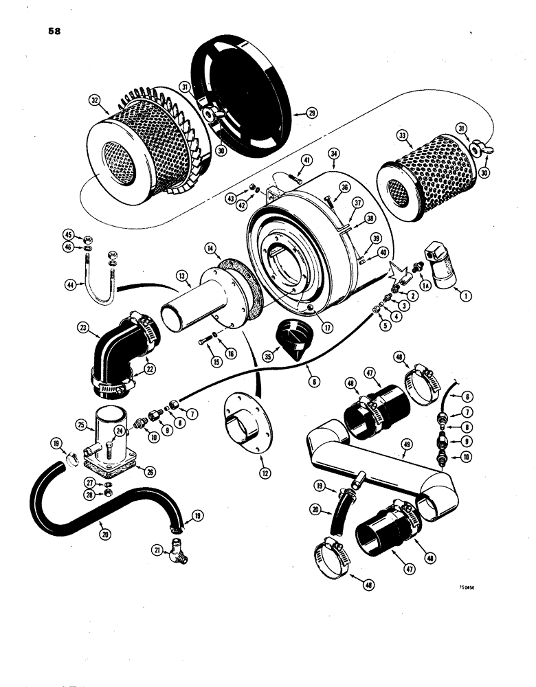 Схема запчастей Case W24B - (058) - AIR CLEANER AND RELATED PARTS (02) - ENGINE