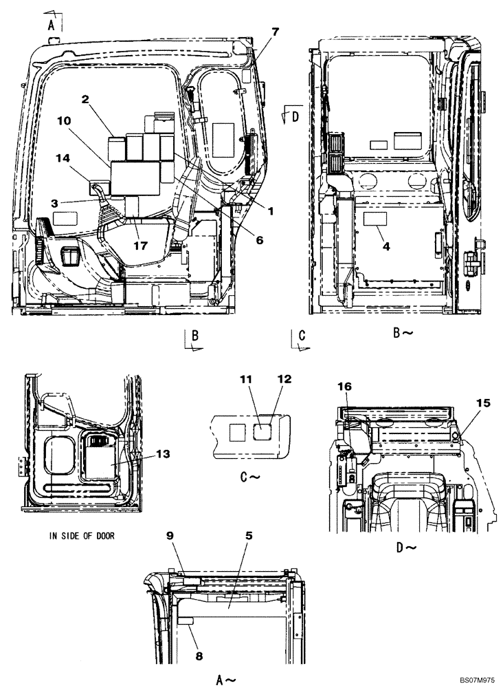 Схема запчастей Case CX75SR - (09-45) - DECAL - OPERATORS COMPARTMENT (09) - CHASSIS/ATTACHMENTS