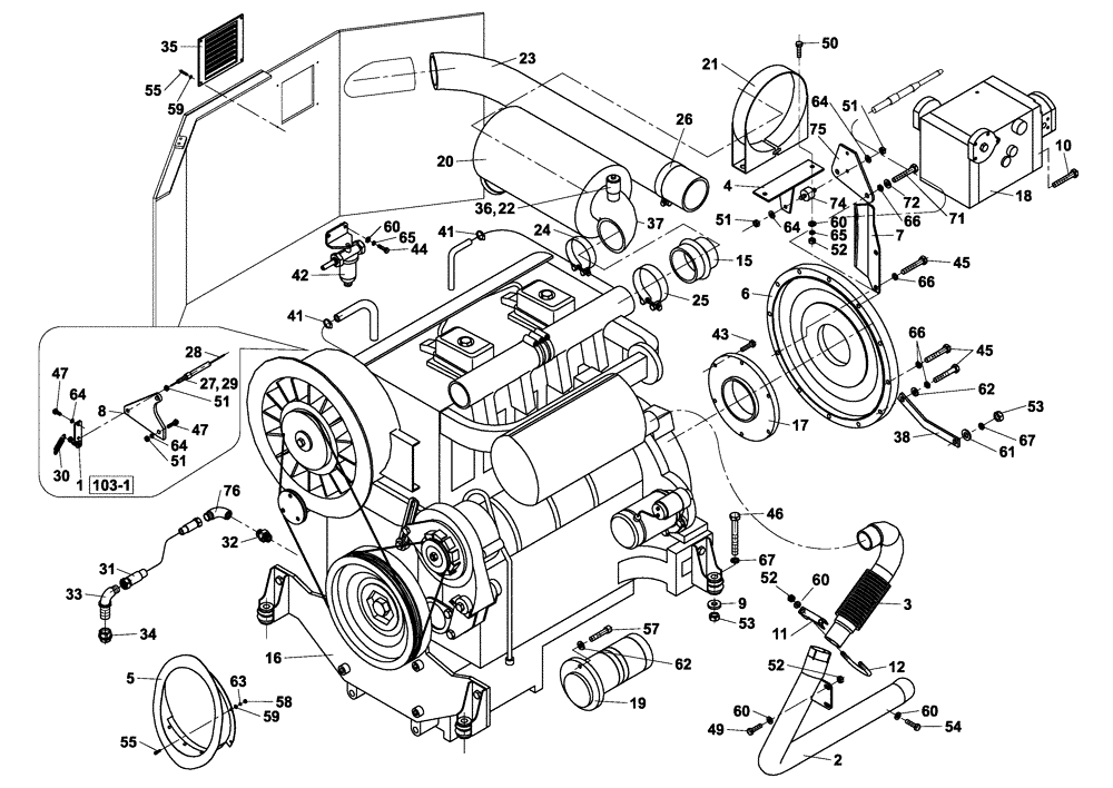 Схема запчастей Case DV202 - (02-103/12[03]) - ENGINE DEUTZ (01) - ENGINE