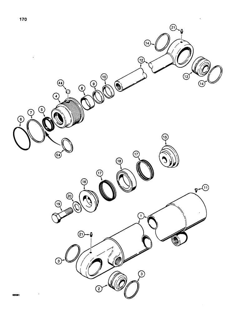 Схема запчастей Case W20B - (170) - G34300 AND G34301 STEERING CYLINDERS, TUBE OR GLAND IS STAMPED WITH CYLINDER PART NUMBER (05) - STEERING