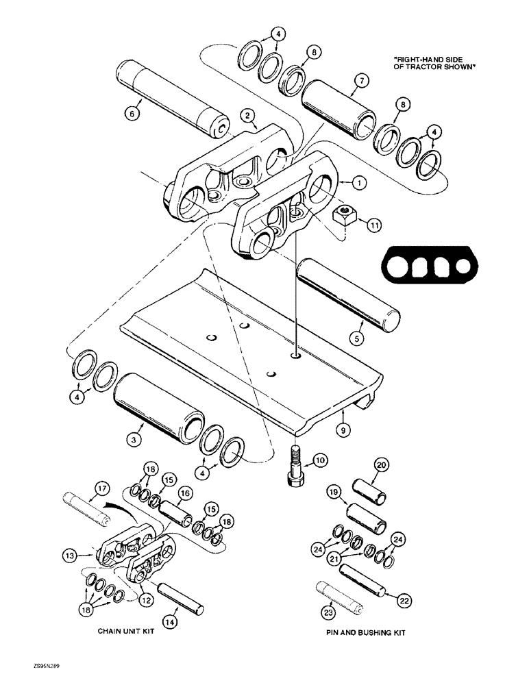 Схема запчастей Case 1150E - (5-24) - SEALED TRACK CHAIN (11) - TRACKS/STEERING