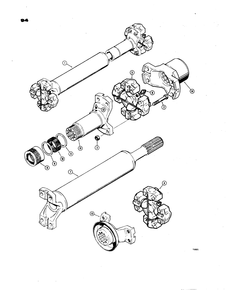 Схема запчастей Case W24B - (094) - FRONT AXLE DRIVE SHAFT (AXLE END), UNITS WITH RING GEAR DRIVE/BEFORE TRAC SN.9115926 (06) - POWER TRAIN