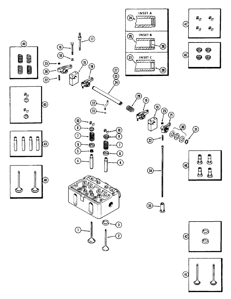 Схема запчастей Case W10B - (029A) - VALVES AND VALVE MECHANISM, (377) SPARK IGNITION ENGINE, PRESSED STEEL ROCKER ARMS (02) - ENGINE