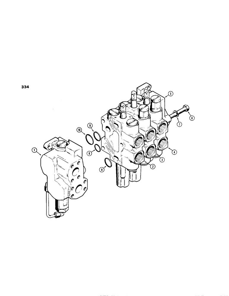 Схема запчастей Case 1150B - (334) - R26132 THREE SPOOL VALVE, TILT DOZER W/ RIPPER (07) - HYDRAULIC SYSTEM