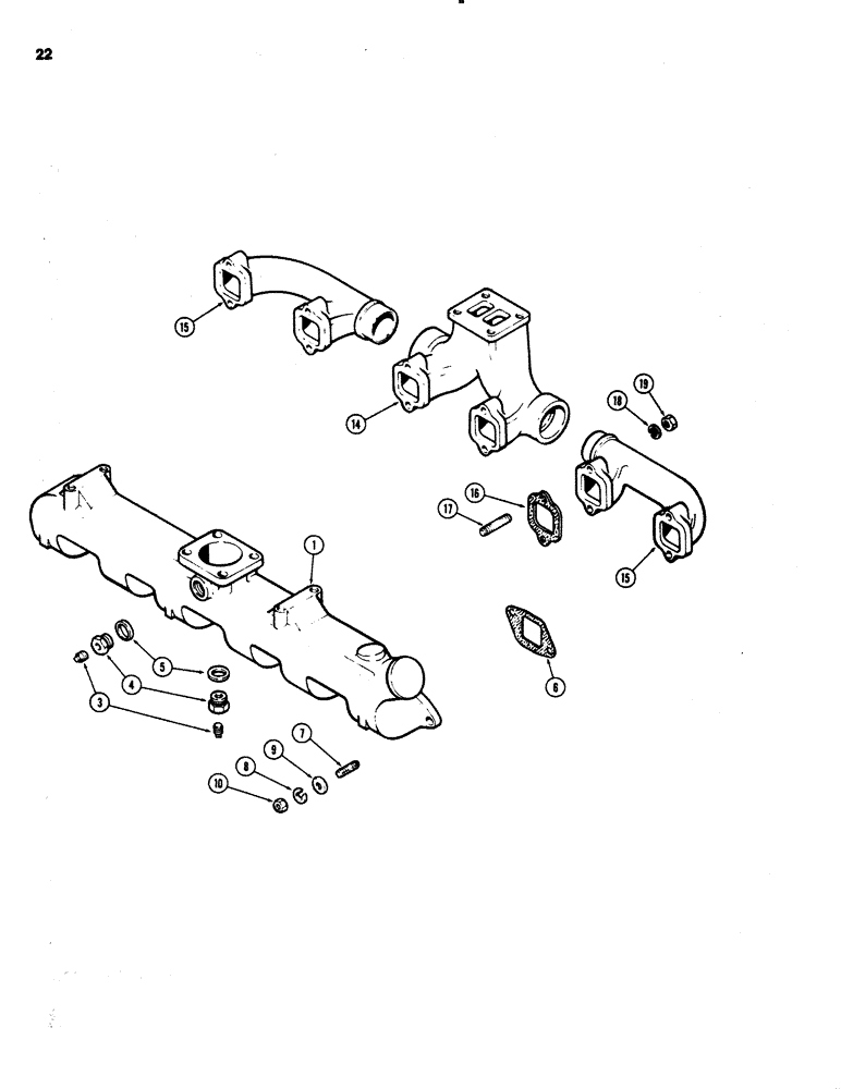 Схема запчастей Case 1150C - (022) - MANIFOLDS, 451BD DIESEL ENGINE, FOR ALTITUDE COMPENSATING ENG. INTAKE MANIFOLD (02) - ENGINE