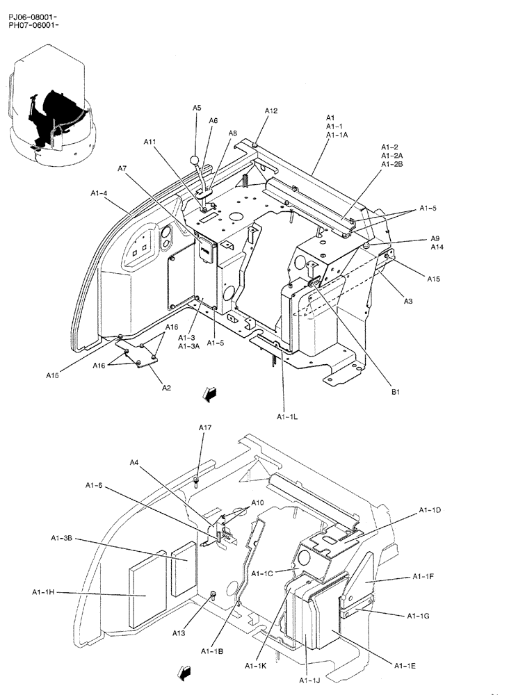 Схема запчастей Case CX50B - (01-036) - STAND ASSY, CONTROL (CAB) (PH03M00092F1) (05) - SUPERSTRUCTURE