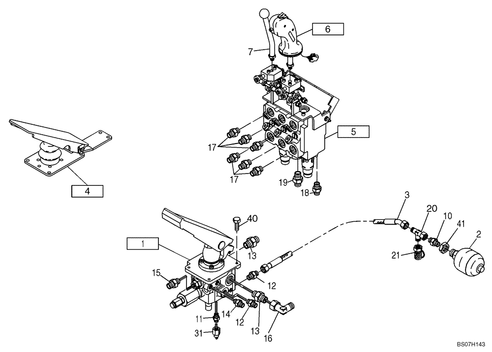 Схема запчастей Case 321D - (20.541[2988217002]) - HYDRAULIC SYSTEM BRAKE PEDAL CONTROL (35) - HYDRAULIC SYSTEMS