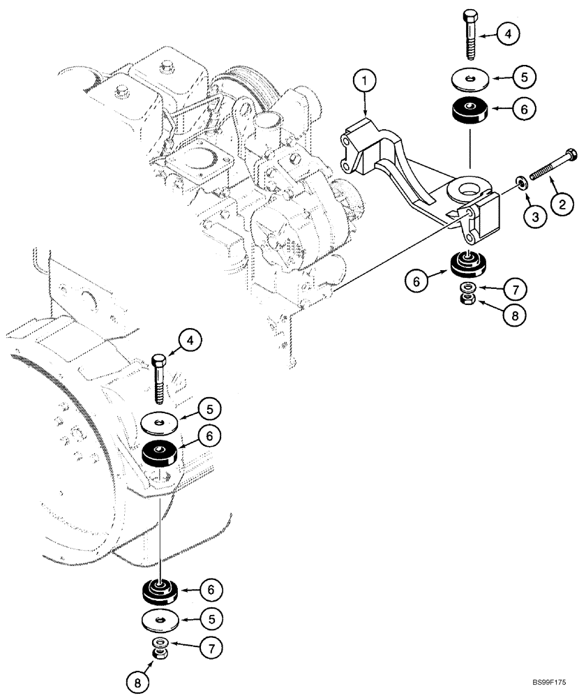 Схема запчастей Case 650K - (02-01) - ENGINE - MOUNTING (02) - ENGINE