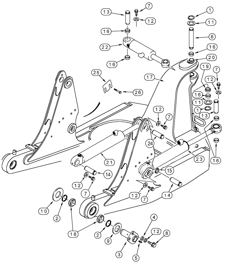 Схема запчастей Case 750H - (09-01) - FRAME, LIFT CYLINDERS, MOUNTING (09) - CHASSIS