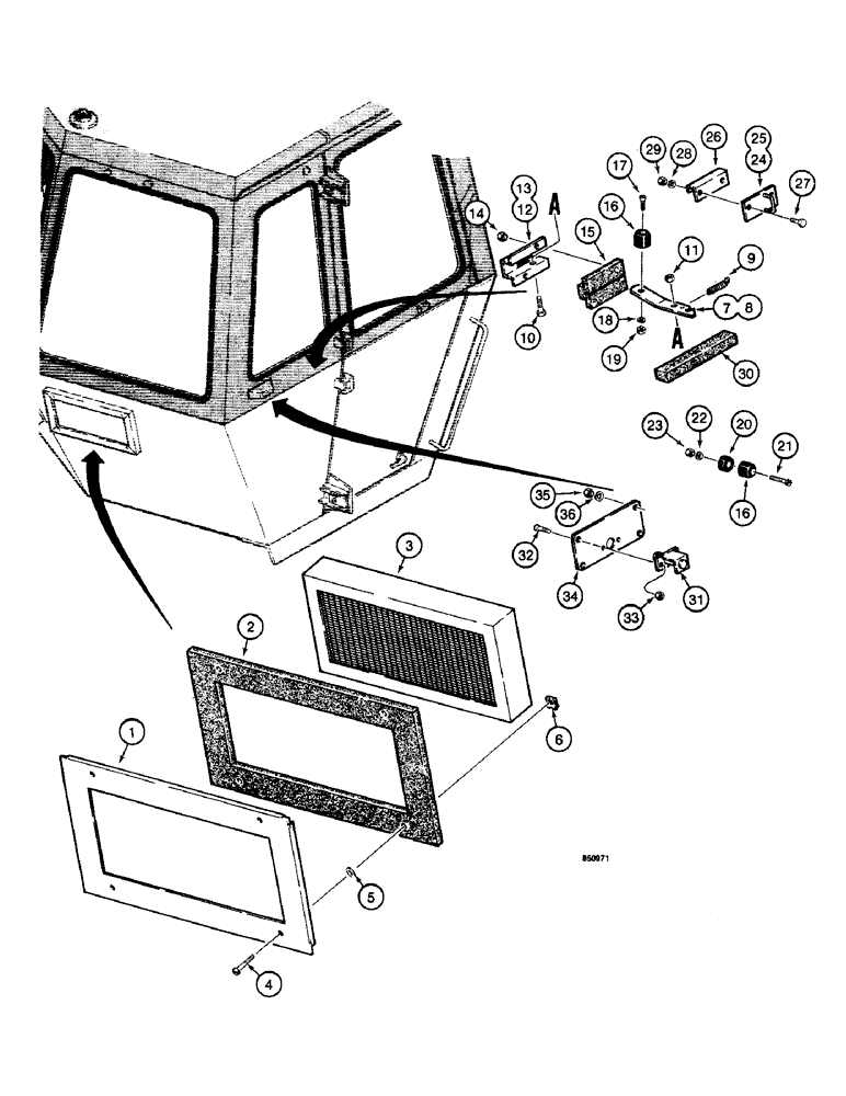 Схема запчастей Case W14 - (604) - CAB FILTER AND DOOR HOLDER LATCHES, DOOR HOLDER LATCHES - (09) - CHASSIS/ATTACHMENTS