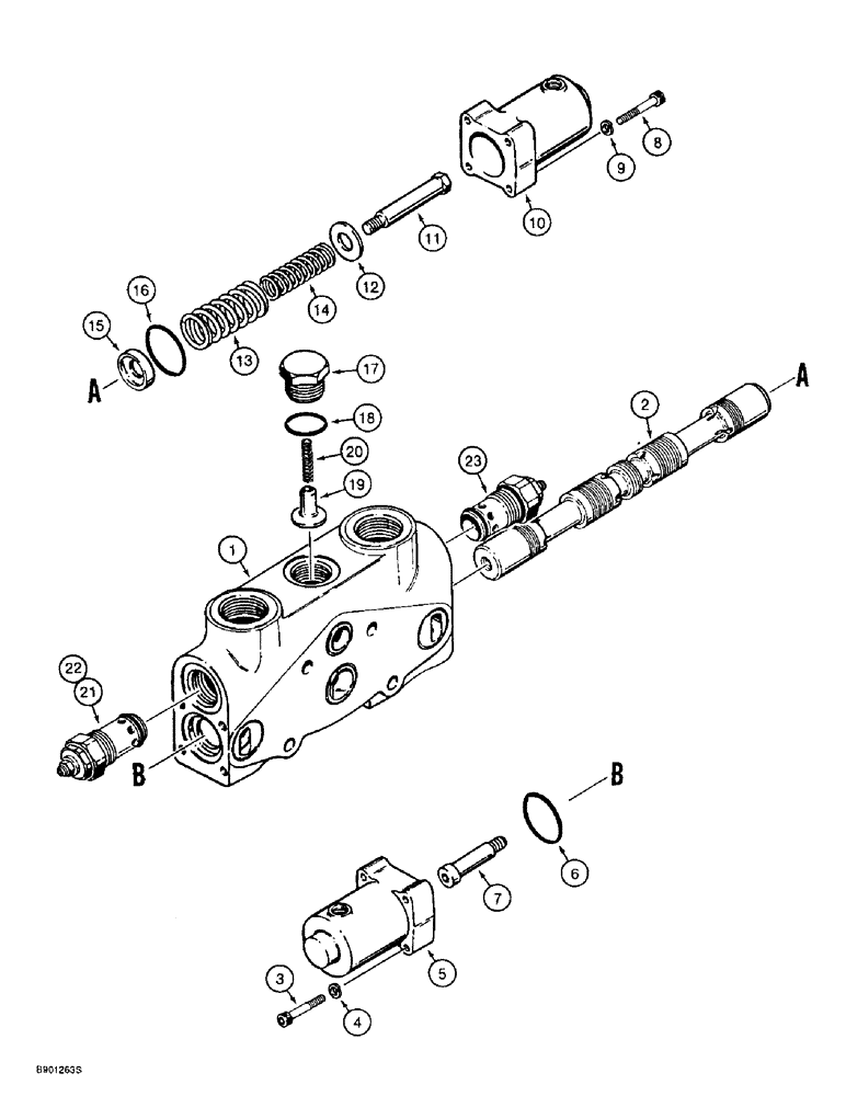 Схема запчастей Case 721B - (8-040) - LOADER BUCKET TILT SECTION - 1978296C1 (08) - HYDRAULICS