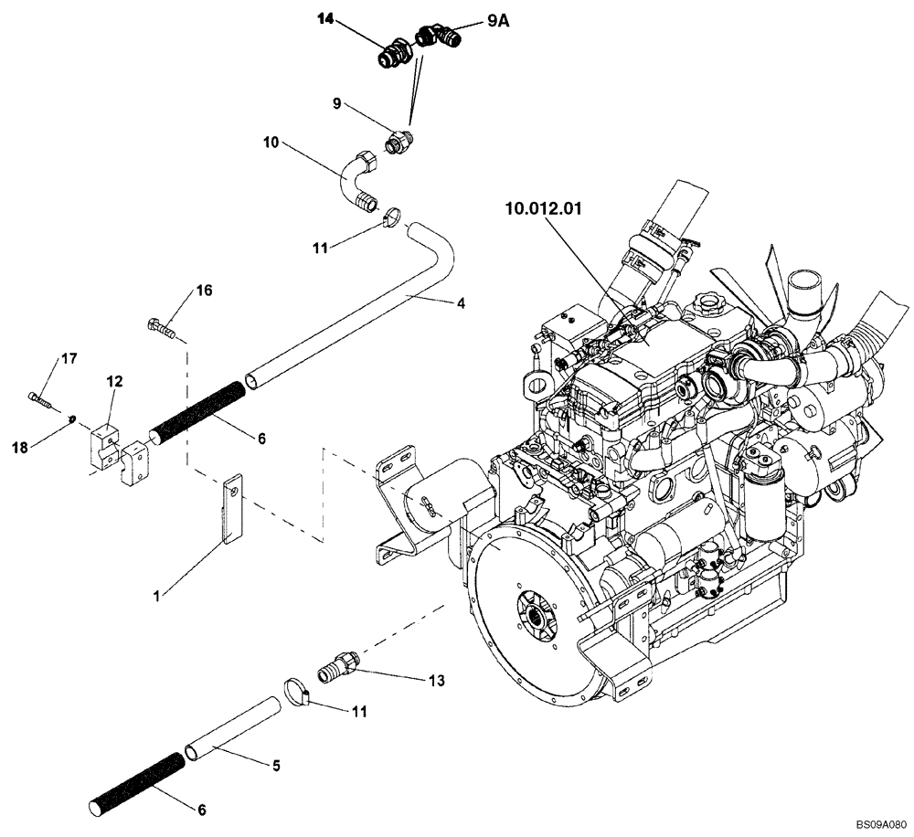 Схема запчастей Case SV212 - (50.100.02) - HEATER CONNECTION, ENGINE (50) - CAB CLIMATE CONTROL