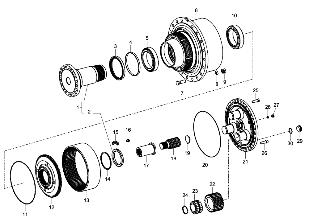 Схема запчастей Case 340B - (32A00000652[001]) - WHEEL REDUCTION GEAR, INTERMEDIATE AXLE (87363363) (11) - AXLES/WHEELS