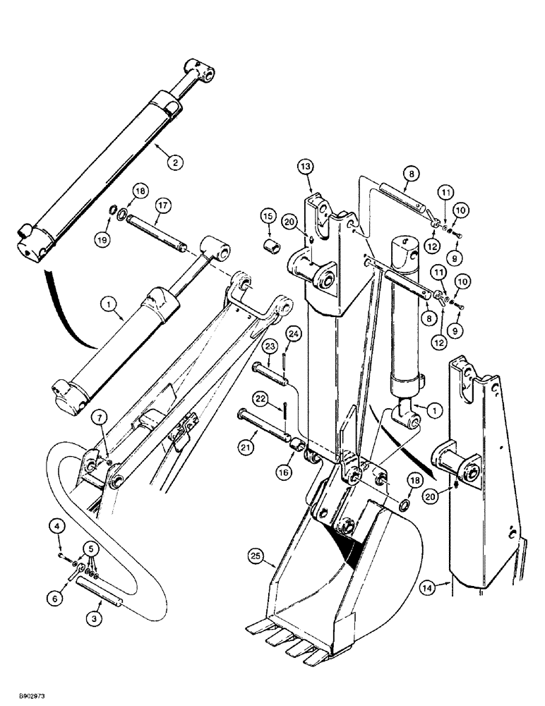 Схема запчастей Case 1838 - (9-46) - BACKHOE DIPPER AND BUCKET, D100 OR D100XR BACKHOE (09) - CHASSIS/ATTACHMENTS