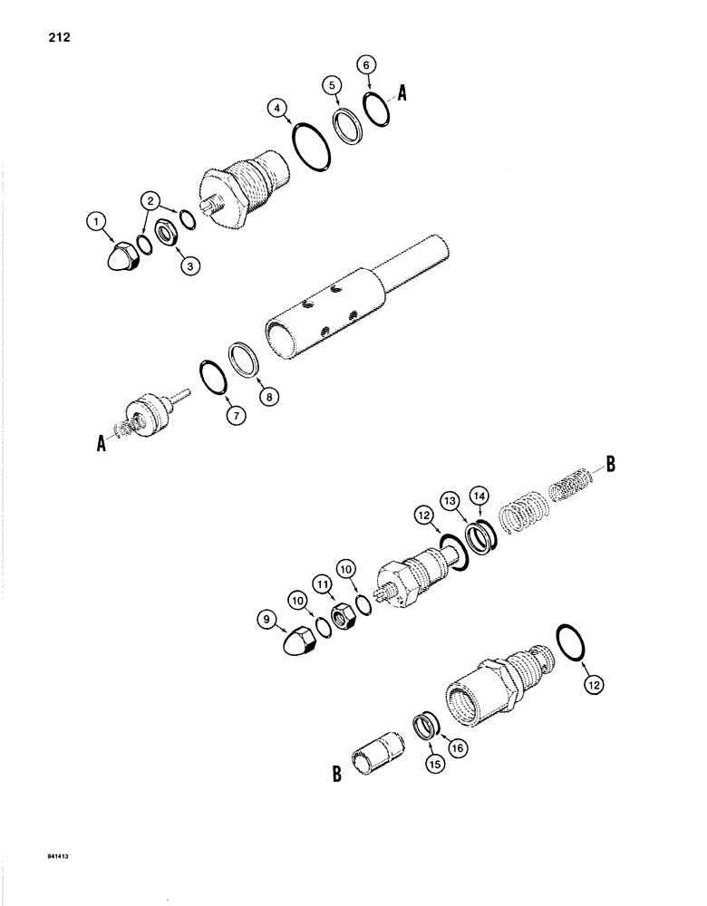 Схема запчастей Case 1280B - (212) - MAIN RELIEF VALVE (08) - HYDRAULICS