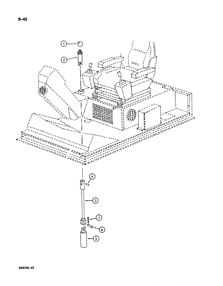 Схема запчастей Case 125B - (9-042) - TURNTABLE LOCKING PARTS, P.I.N. 74251 THROUGH 74963, 21801 (09) - CHASSIS