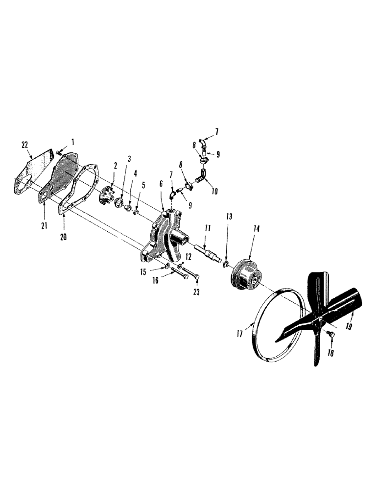 Схема запчастей Case 300 - (025) - GASOLINE ENGINE INST. - PART IV - WATER PUMP PARTS GROUP (01) - ENGINE