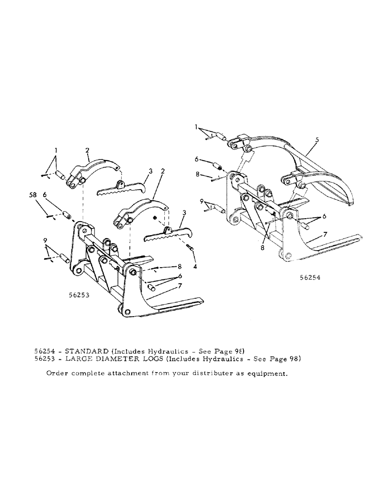 Схема запчастей Case 30YM - (079) - YUMBO LOG GRAPPLES, 56253 AND 56254 (18) - ATTACHMENT ACCESSORIES