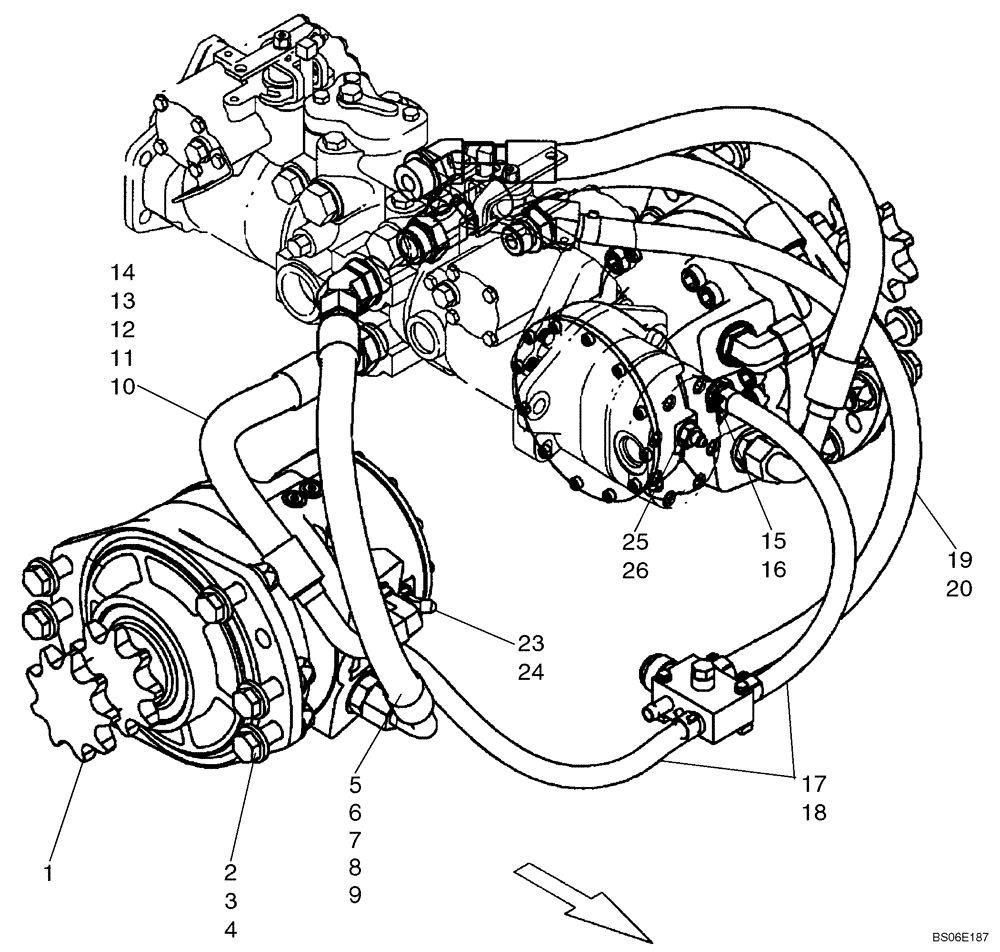 Схема запчастей Case 445CT - (06-04A) - HYDROSTATICS - DRIVE MOTORS (445) (06) - POWER TRAIN