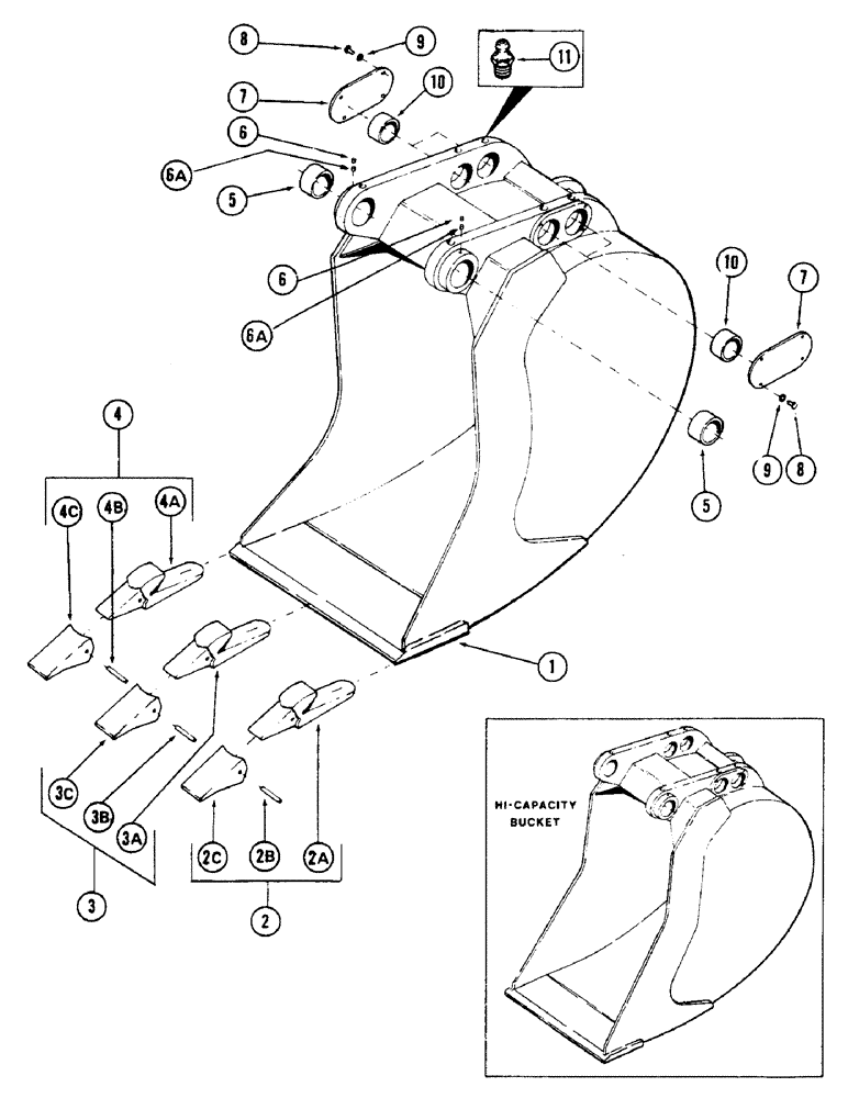 Схема запчастей Case 50 - (120) - BACKHOE BUCKETS, (GENERAL PURPOSE) (S/N 6279926 AND AFTER), 3/4 CU. YD. BACKHOE BUCKET (30" WIDE) (84) - BOOMS, DIPPERS & BUCKETS