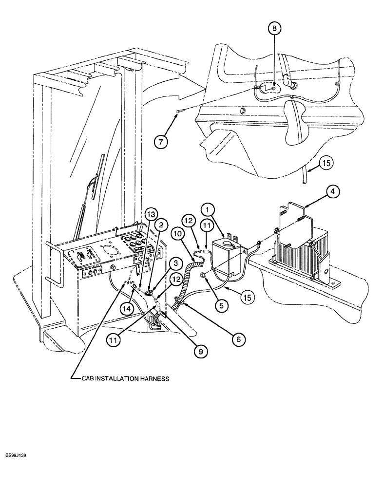 Схема запчастей Case 689G - (04-44) - CAB WINDSHIELD WASHER (09) - CHASSIS