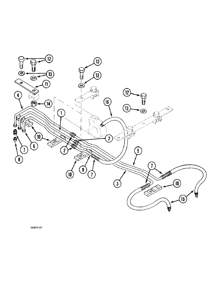 Схема запчастей Case 888 - (8H-06) - CYLINDER LUBRICATION LINES, TUBES AT BOOM (08) - HYDRAULICS