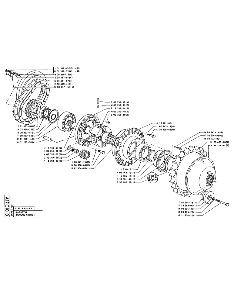 Схема запчастей Case 160CKS - (034) - SPROCKET WHEEL (04) - UNDERCARRIAGE