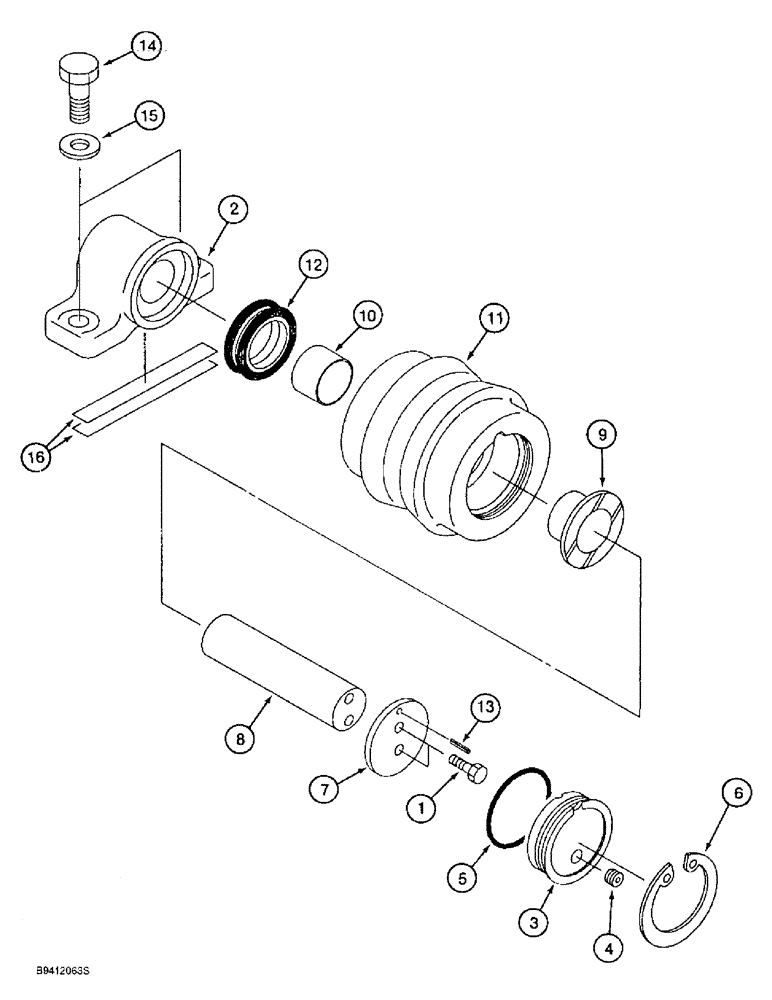 Схема запчастей Case 9010B - (5-010) - TRACK CARRIER ROLLER (11) - TRACKS/STEERING