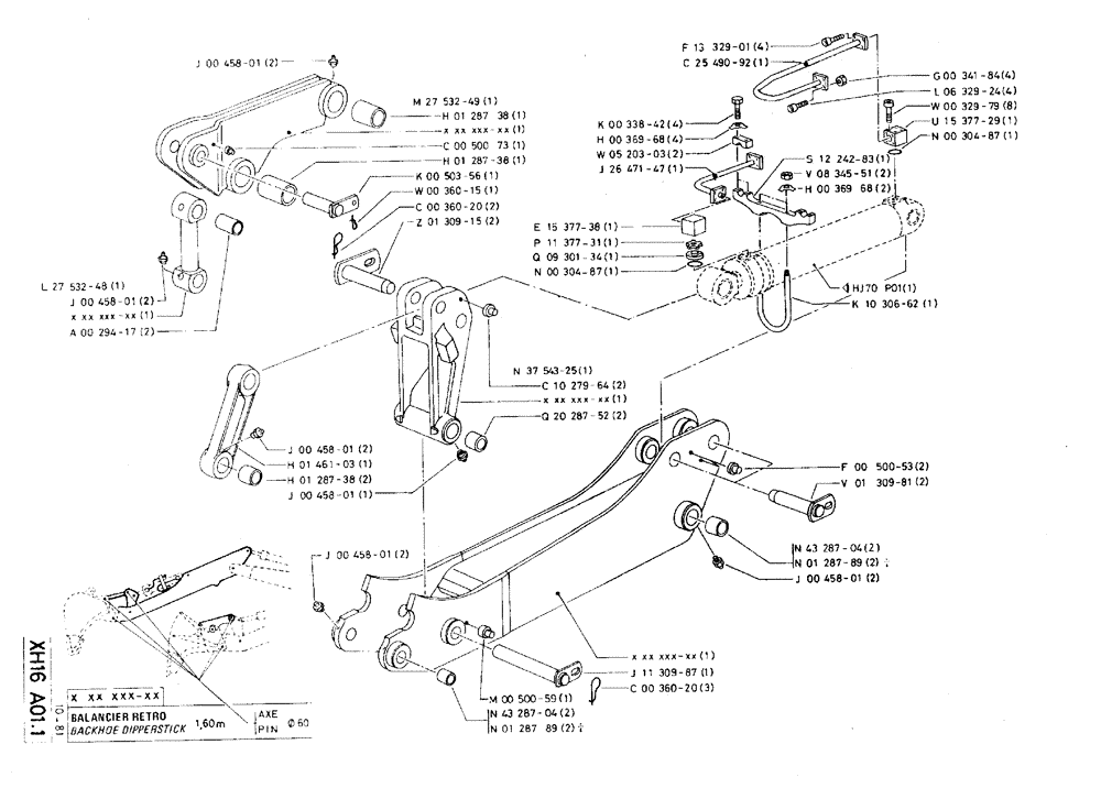 Схема запчастей Case 75C - (XH16 A01.1) - BACKHOE DIPPERSTICK - 1,60 M, PIN Ø 60 (14) - DIPPERSTICKS