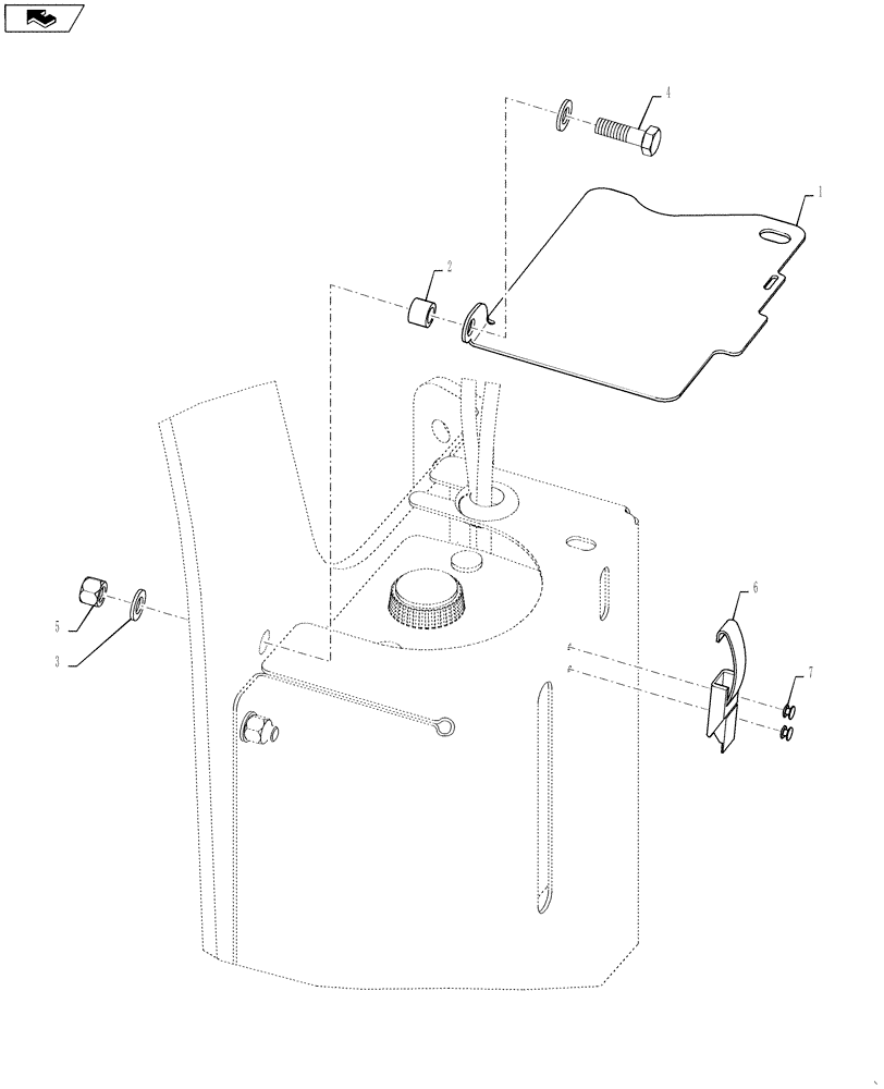 Схема запчастей Case 1121F - (90.150.07[01]) - COVER, WASHER BOTTLE INSTALLATION (90) - PLATFORM, CAB, BODYWORK AND DECALS