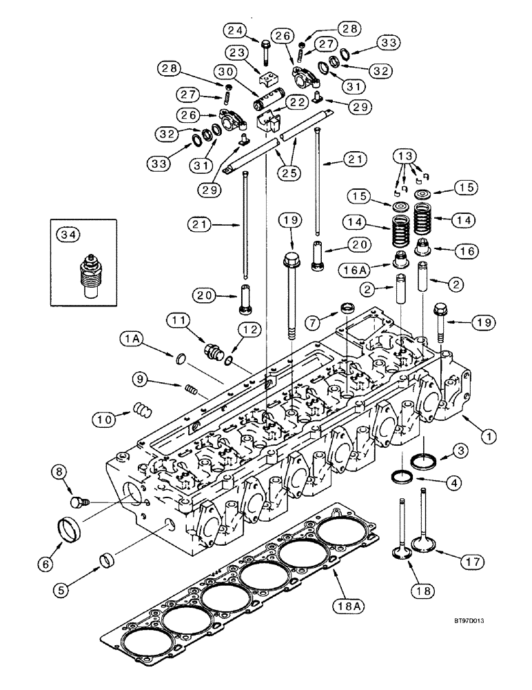 Схема запчастей Case 9040B - (2-60) - CYLINDER HEAD AND VALVE MECHANISM, 6T-830 EMISSIONS CERTIFIED ENGINE, P.I.N. DAC04#2001 AND AFTER (02) - ENGINE