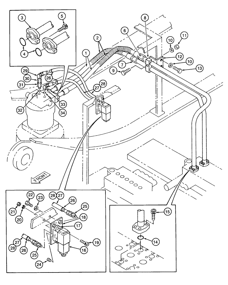 Схема запчастей Case 9040 - (8-64) - SWING MOTOR HYDRAULIC CIRCUIT (08) - HYDRAULICS