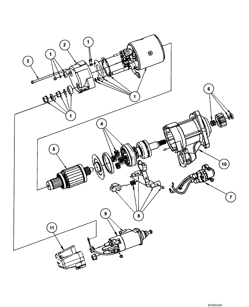 Схема запчастей Case 865 - (04.01A[00]) - STARTER - ASSEMBLY (SN N5AF04057 - ) (04) - ELECTRICAL SYSTEMS