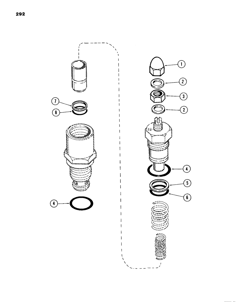 Схема запчастей Case 980B - (292) - MAIN RELIEF VALVE, (USED ON UNITS PRIOR TO PIN 6204004 AND 6204005), (HUSCO) (07) - HYDRAULIC SYSTEM